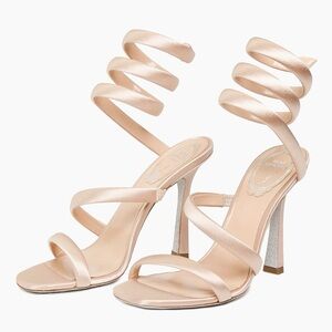 RENE CAOVILLA Cleo Blush Satin Spiral Heels
